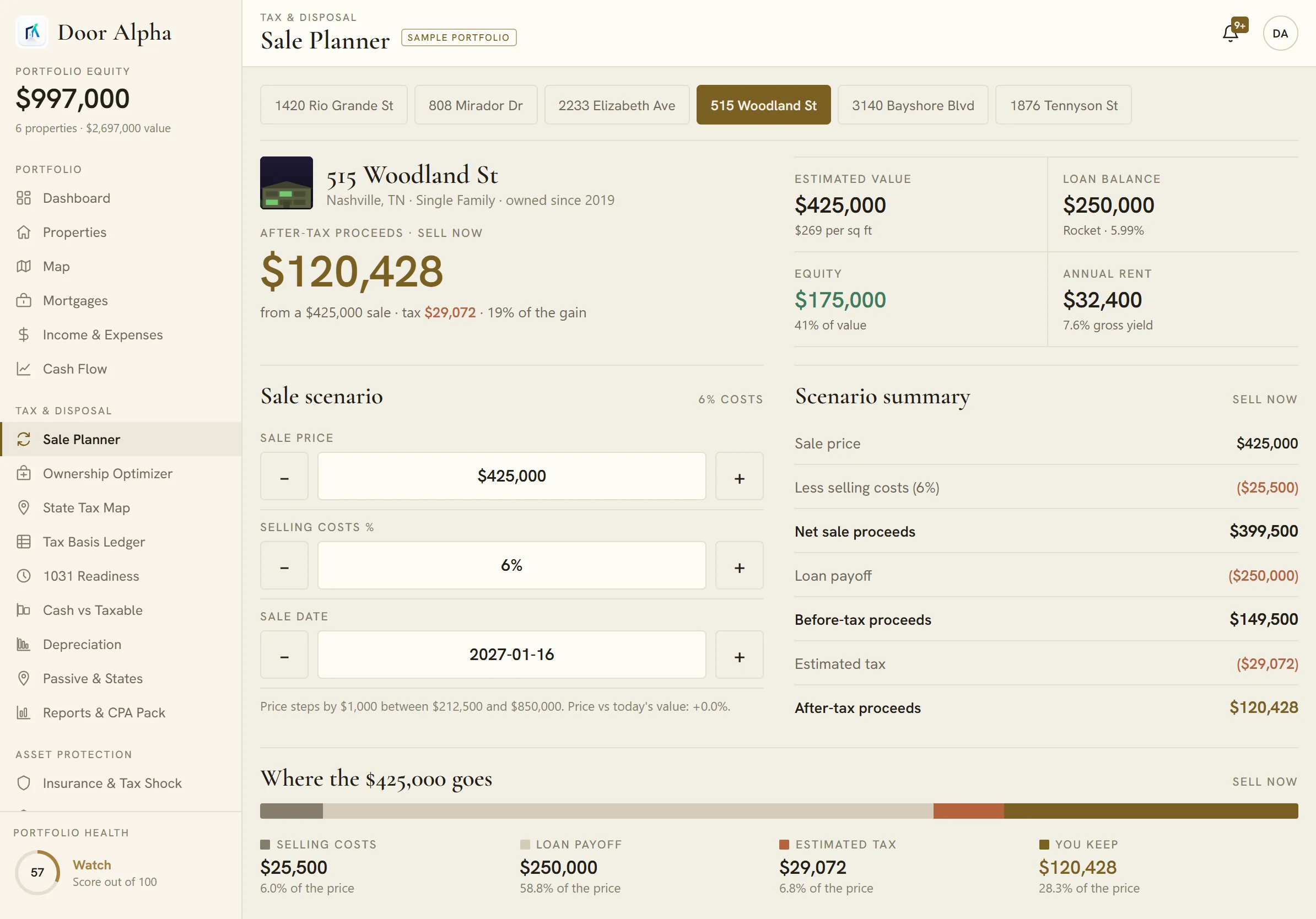 Sale planner in the light theme
